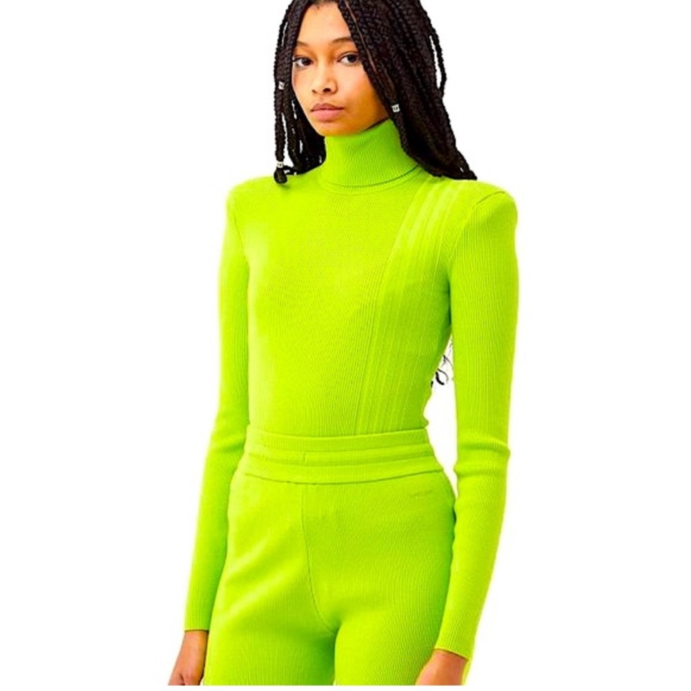 IVY PARK X ADIDAS Ribbed Knit Turtleneck Shoulder Pad Bodysuit New With Tags